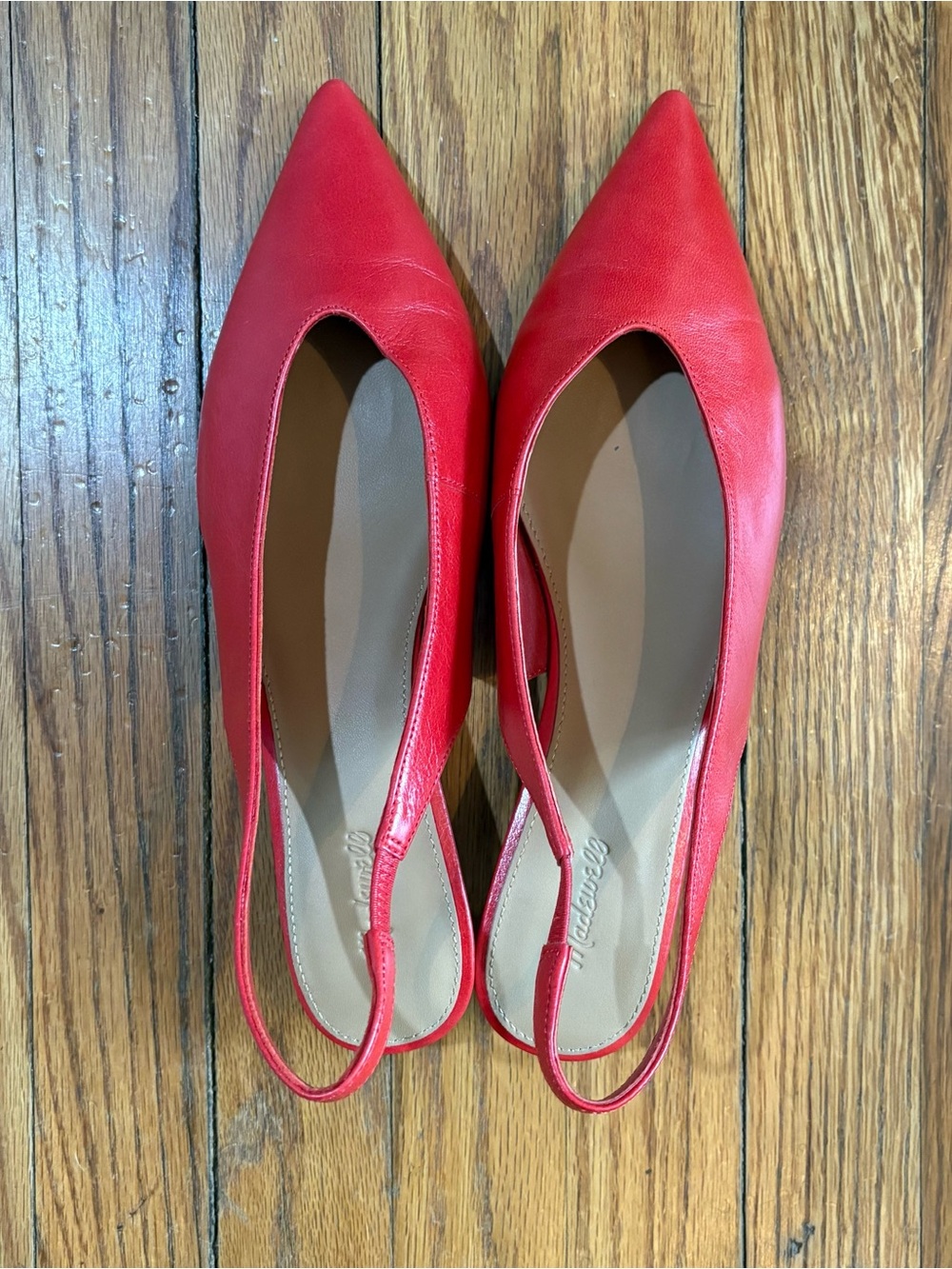 Madewell ‘Bandana Red’ Slingback Leather Kitten Heels - Size 10 - Picture 3 of 6